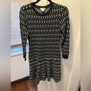 Shoshanna Blue and Black Fit and Flare Knit Dress